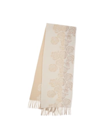 CASH-MERE.CH Bio Schal kariert in Beige und Weiss