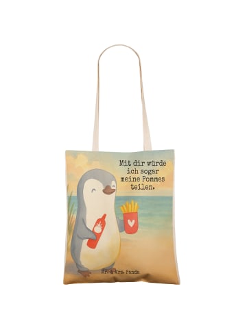Mr. & Mrs. Panda Umhängetasche Pinguin Pommes Design mit Spruch in Weiß
