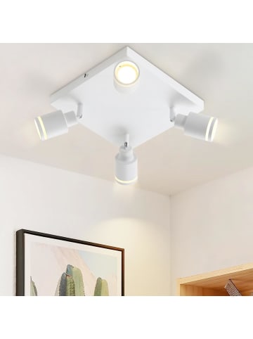 ZMH Deckenleuchte 4-flammige GU10 Modern Deckenspots Eckig in Weiß