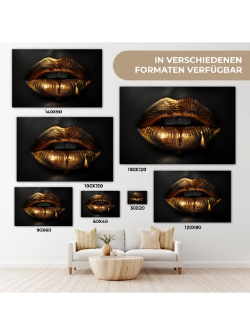 MuchoWow Leinwand Bilder Goldene Lippen