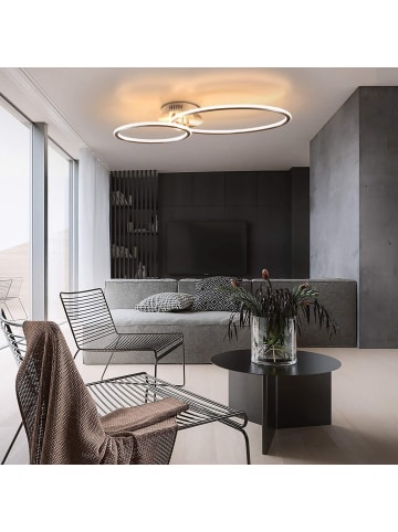 ZMH Deckenleuchte LED in Chrom 2-flammige Ringe 3000K warmweiß Flurlampe L 62.5cm