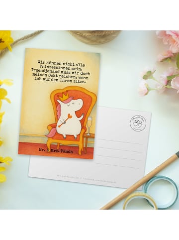 Mr. & Mrs. Panda Postkarte Einhorn Prinzessin Design mit Spruch in Weiß