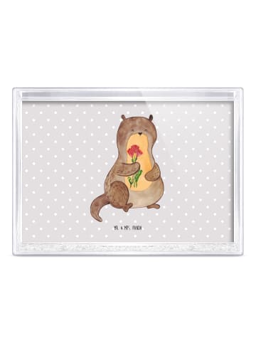 Mr. & Mrs. Panda Bilderrahmen Otter Blumenstrauß ohne Spruch in Grau Pastell