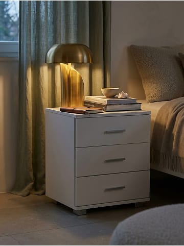 KADIMA DESIGN Nachtkonsole LATINA Holz Nachttisch modern mit 3 Schubladen weiss in Weiß