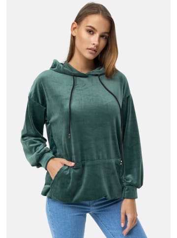 enflame Langer Kapuzen Pullover Oversized Hoodie Kleid Velours Sweatshirt in Dunkelgrün