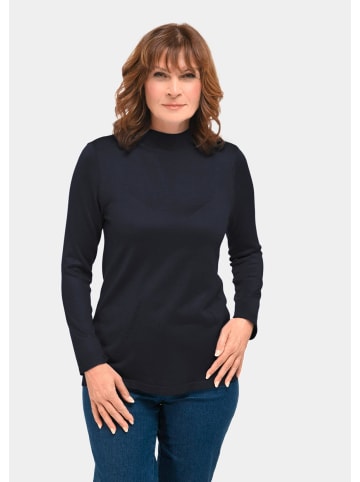 GOLDNER Strickpullover mit Stehbundkragen in marine