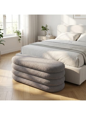 relaxdays Sitzbank in Weiß - (B)110 x (H)42 x (T)45 cm