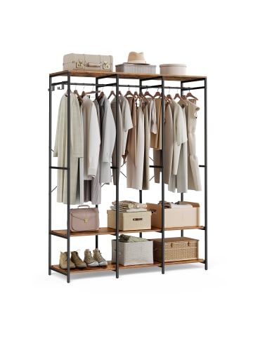 SONGMICS Kleiderschrank Blochic in Braun - (B)141 x (H)180 x (T)40 cm
