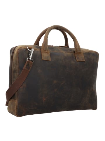 Plevier Retro Adler Aktentasche Leder 42 cm Laptopfach dunkelbraun
