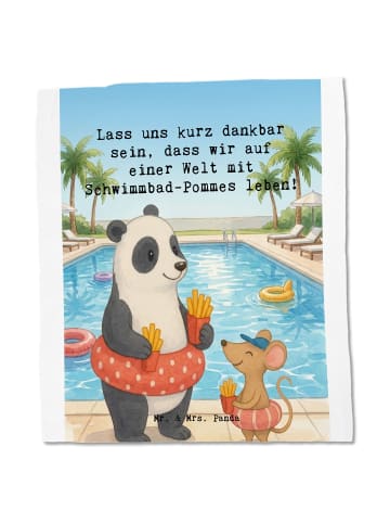 Mr. & Mrs. Panda Jutebeutel Panda Schwimmbad Pommes Design mit S... in Weiß