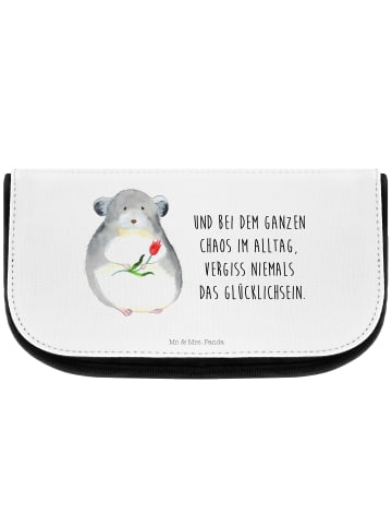 Mr. & Mrs. Panda Kosmetiktasche Chinchilla Blume mit Spruch in Weiß