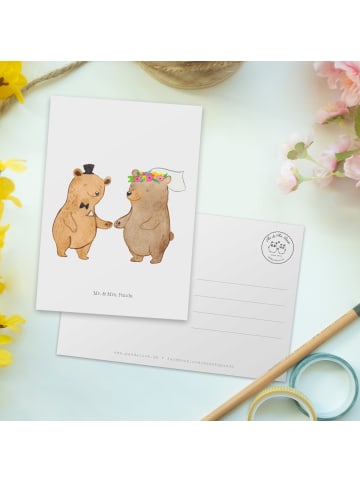 Mr. & Mrs. Panda Grußkarte Bären Heirat ohne Spruch in Weiß