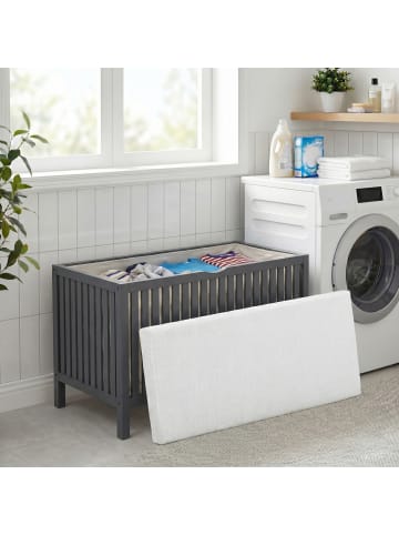 relaxdays Wäschekorb in Grau/ Weiß - (B)100 x (H)50 x (T)38 cm