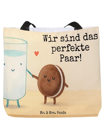 Mr. & Mrs. Panda Strandtasche Milch Keks Design mit Spruch in Weiß
