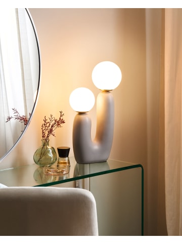 Beliani Tischleuchten TULUN in Grau/Weiß - (W) 16 x (H) 40 x (L) 16 cm