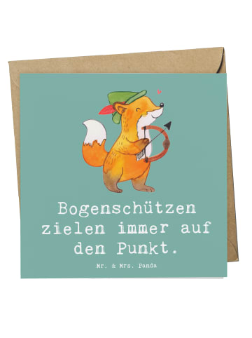 Mr. & Mrs. Panda Klappkarte Bogenschützen Fokussierung mit Spruch in Meeresbrise