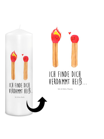 Mr. & Mrs. Panda Stumpenkerze Streichhölzer mit Spruch in Weiß
