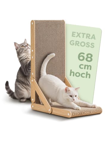 Knupis Kratzbrett Katze Groß 68 cm – L förmige Kratzpappe für Katzen
