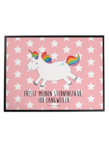 Mr. & Mrs. Panda Schreibtisch Matte Einhorn Happy mit Spruch in Rot Pastell