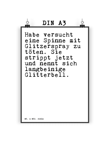 Mr. & Mrs. Panda Poster Habe versucht eine Spinne... mit Spruch in Weiß