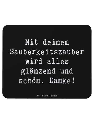 Mr. & Mrs. Panda Mousepad Spruch Reinigungskraft Zauber mit Spruch in Schwarz