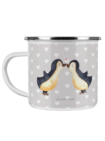 Mr. & Mrs. Panda Trinkbecher Pinguin Liebe ohne Spruch in Grau Pastell