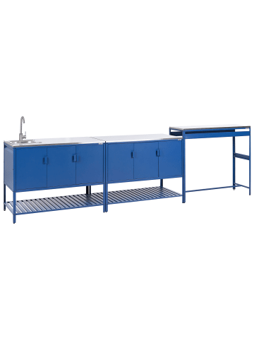 Beliani 1er-Set Gartenküche MAENZA in Blau/Silber