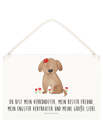 Mr. & Mrs. Panda Schild Hund Dame mit Spruch in Weiß