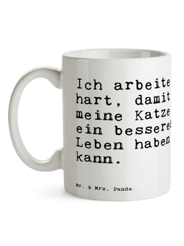 Mr. & Mrs. Panda Kaffeebecher Ich arbeite hart, damit... mit Spruch in Weiß