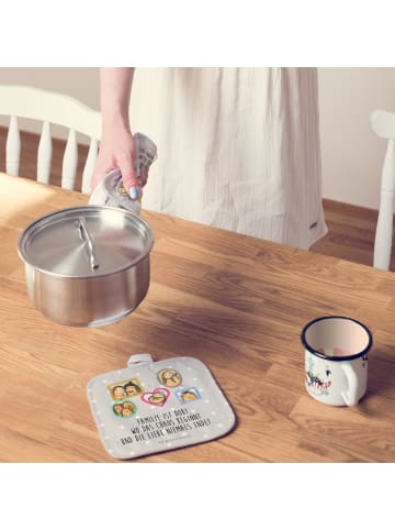 Mr. & Mrs. Panda Topflappen Igel Familie mit Spruch in Grau Pastell