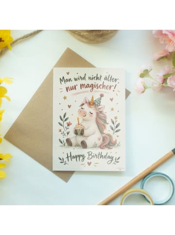 Mr. & Mrs. Panda Geburtstagskarte Einhorn modern Design mit Spruch in Weiß