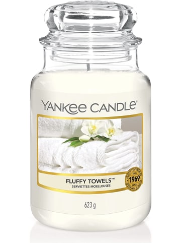 Yankee Candle Große Duftkerze Fluffy Towels in Weiß