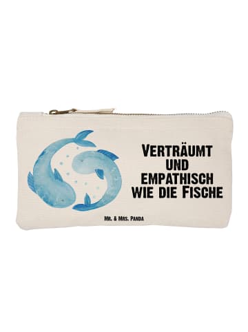 Mr. & Mrs. Panda Schminktasche Sternzeichen Fische mit Spruch in Weiß