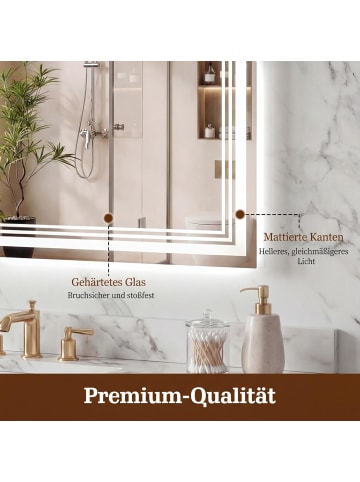COSTWAY 70 x 50 cm Badspiegel mit Beleuchtung in Silber