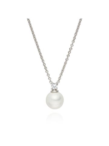 Lulu & Jane Kette mit Anhänger Muschelkernperle weiß Zirkonia weiß in silber