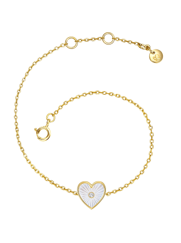 Glanzstücke München Armband Herz aus Sterling Silber mit Zirkonia und Perlmutt in gelbgold