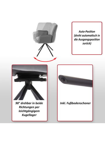 MCW 6er-Set Küchenstuhl G67, Dunkelgrau, Edelstahl