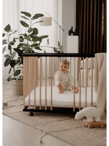 Sämann Sämann Laufgitter mit Matratze SleepPlus & Lattenrost - schwarz/natur - Premium