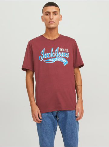 Jack & Jones 2-er Set Logo T-Shirt Kurzarm Basic Shirt JJELOGO in Rot