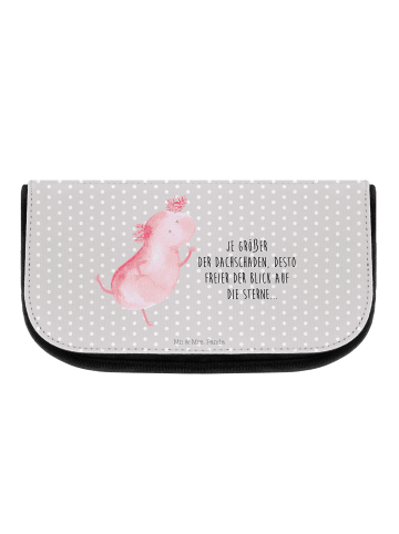 Mr. & Mrs. Panda Kosmetiktasche Axolotl Tanzen mit Spruch in Grau Pastell