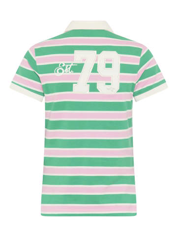 Kangaroos Poloshirt in rosa-grün-gestreift