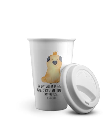 Mr. & Mrs. Panda ToGo Kaffeebecher Mops Krone mit Spruch in Weiß