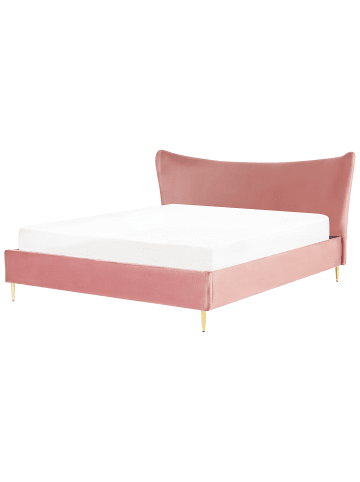 Beliani Doppelbett CHALEIX in Rosa/Gold - (W) 188 x (H) 109 x (L) 212 cm