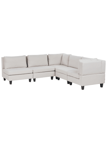 Beliani 5-tlg Ecksofa UNSTAD in Beige/Schwarz