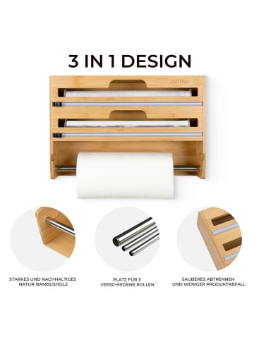 Exitoso Küchenpapier-Halter Wand Bambus  Braun