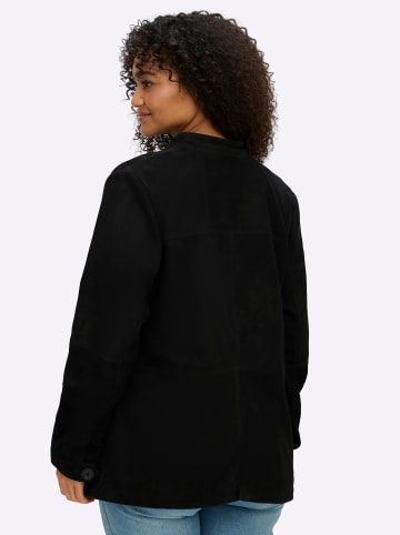 sheego Leder-Jacke in schwarz