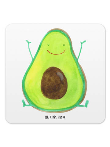 Mr. & Mrs. Panda Flaschenuntersetzer Avocado Glücklich ohne Spruch in Weiß