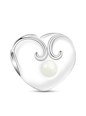 GNOCE Sterling Silber Herz Charm Perle