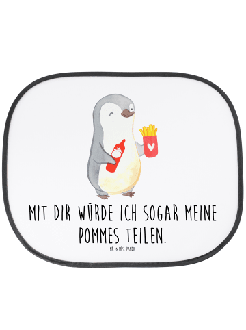 Mr. & Mrs. Panda Sonnenschutz Autofenster Pinguin Pommes mit Spruch in Weiß