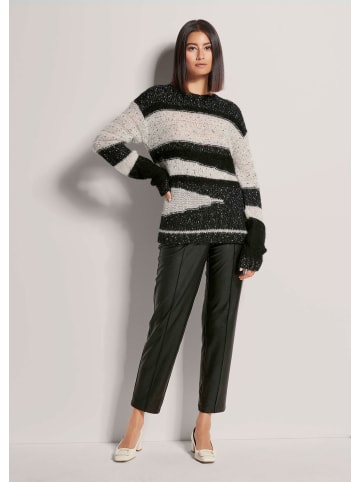MADELEINE Langarm Intarsien-Pullover im Garnmix in schwarz / wollweiß